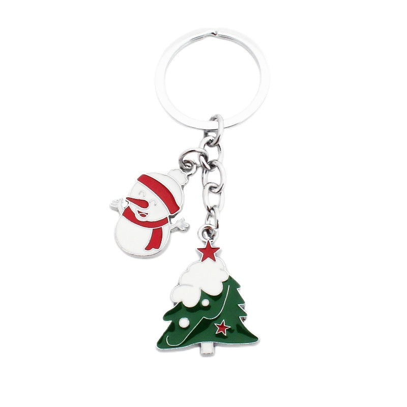 Wholesale Christmas Santa Claus Christmas Tree Drop Oil Zinc Alloy Keychain
